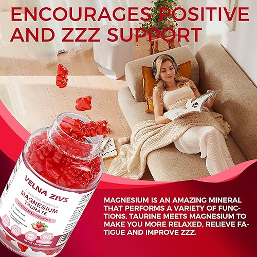 Miniatura 5 de Gomitas de taurato de magnesio de 1800 mg, suplemento de taurato de magnesio, alta absorción y masticable para niños y adultos, apoyo para la salud