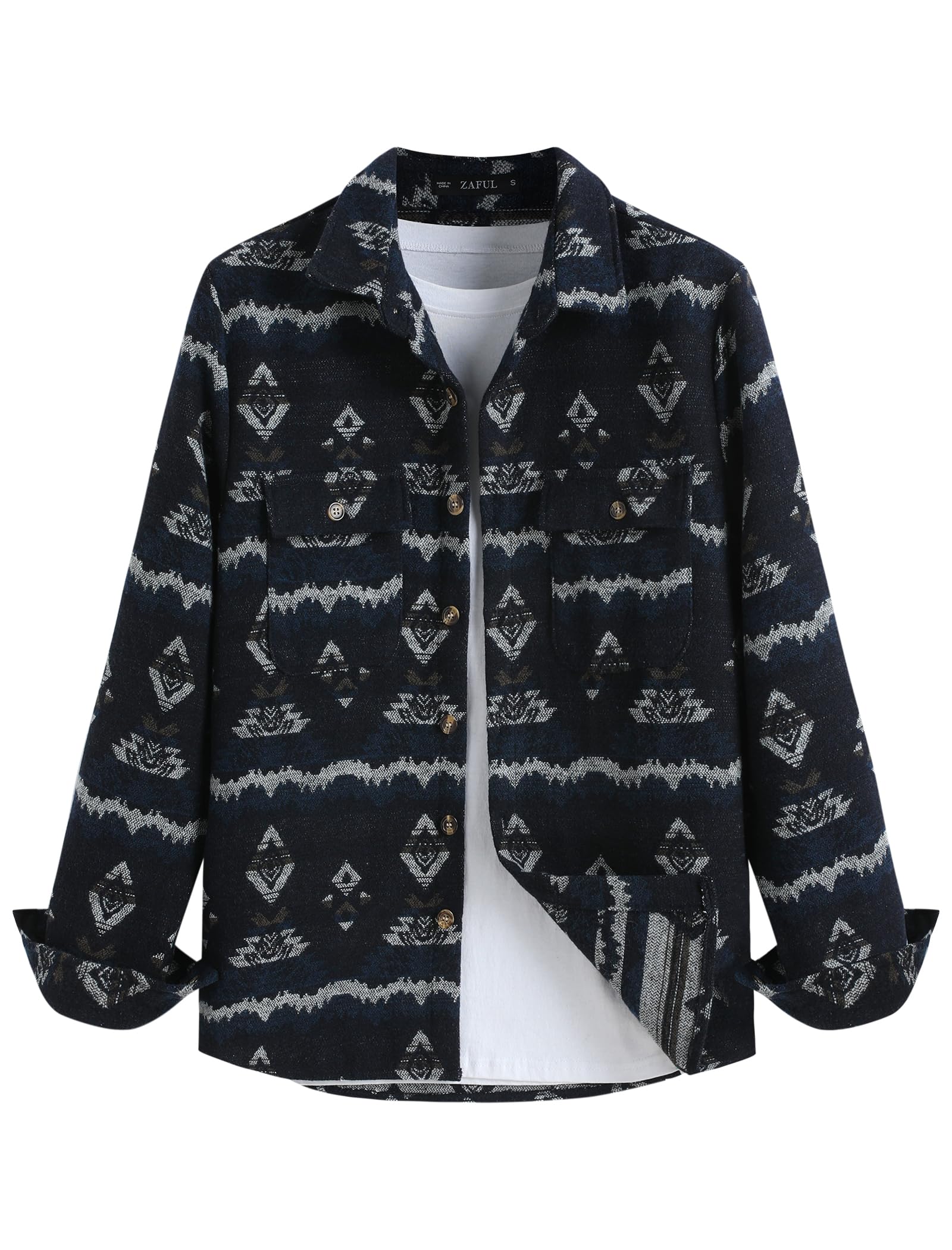 ZAFUL Unisex Plaid Flannel Shirt Jacket Button Down Long Sleeve Pocket Coat Outwear
