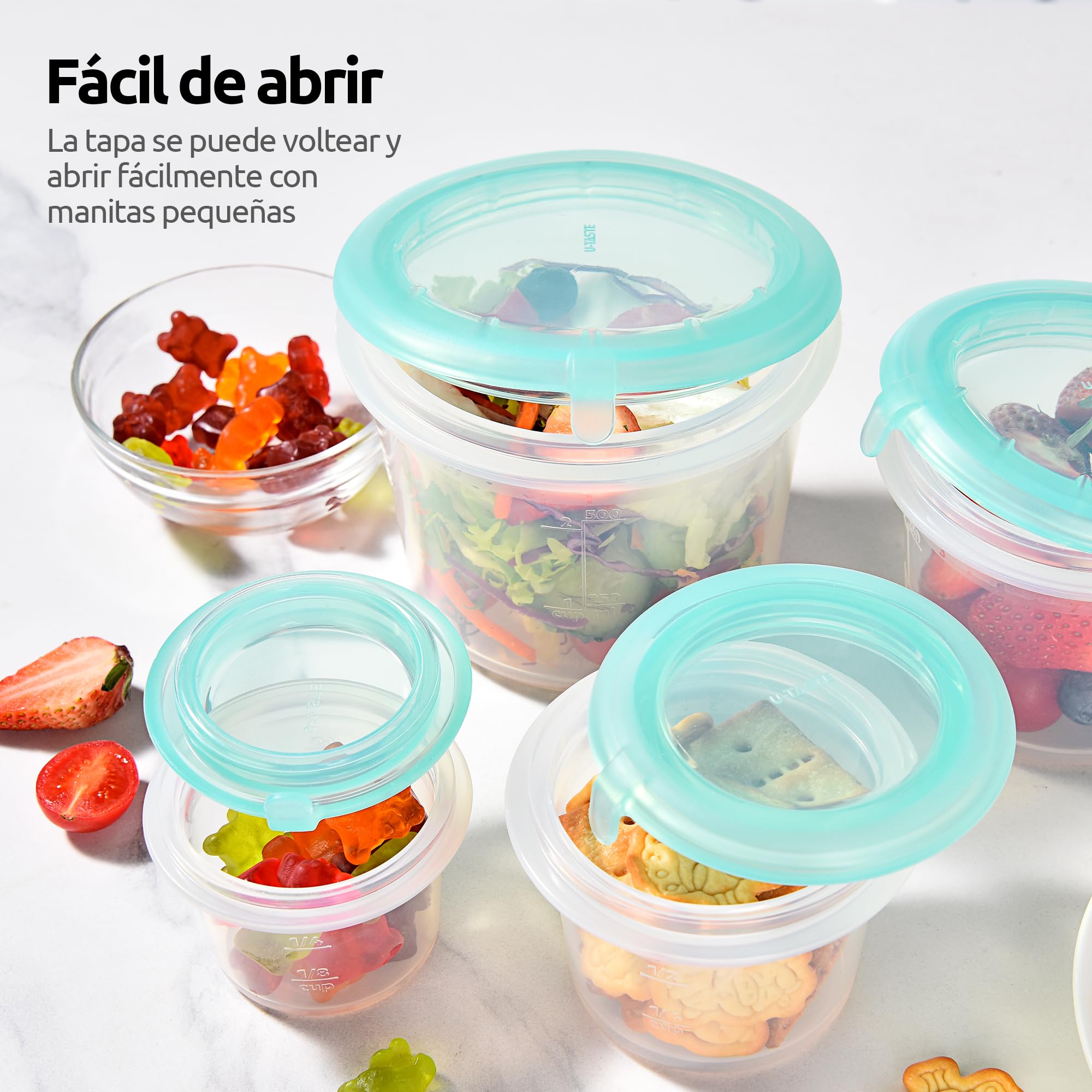 U-Taste Recipientes de Silicona, Alimentos, 60/125/250/500ml