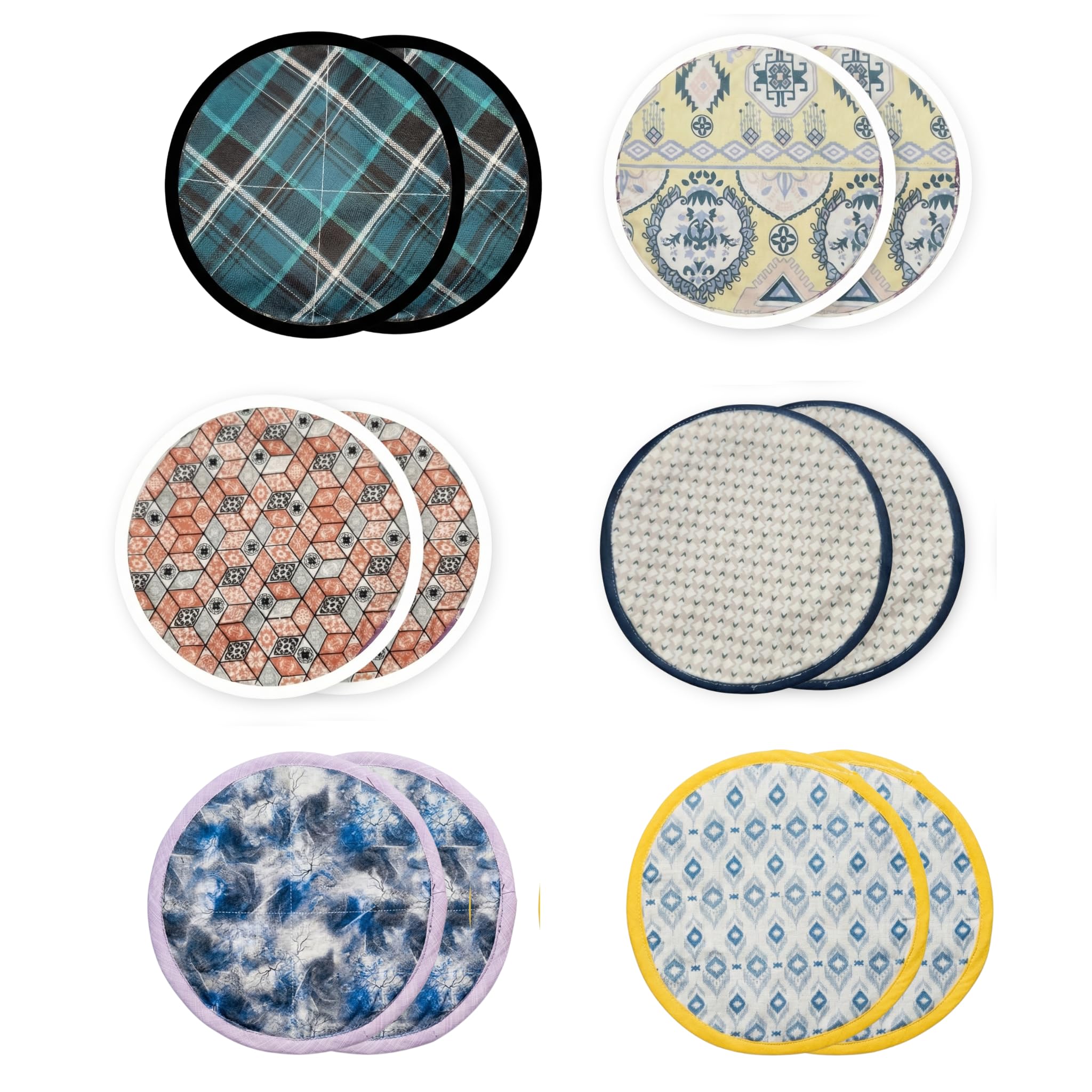 Cotton Roti Clothes Wrap with Flaps, Double Layer Cotton Cover for Chapati, Hot Case, Kitchen Chapati Wrap, Kitchen Roti Cover for Tiffin, Round Roti Cloth Rumal (Assorted)-image-12