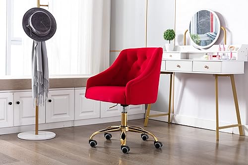 Miniatura 36 de ZOBIDO Cómoda silla de trabajo para la oficina en casa con ruedas, bonita y moderna tapizada de terciopelo con respaldo de concha, silla de