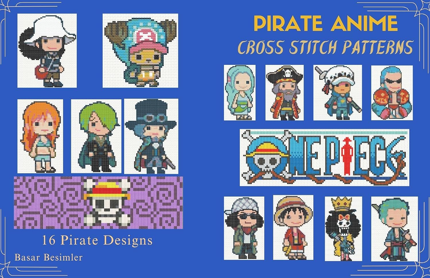 ANIME PIRATE CROSS STITCH PATTERNS: 16 PIRATE DESIGNS