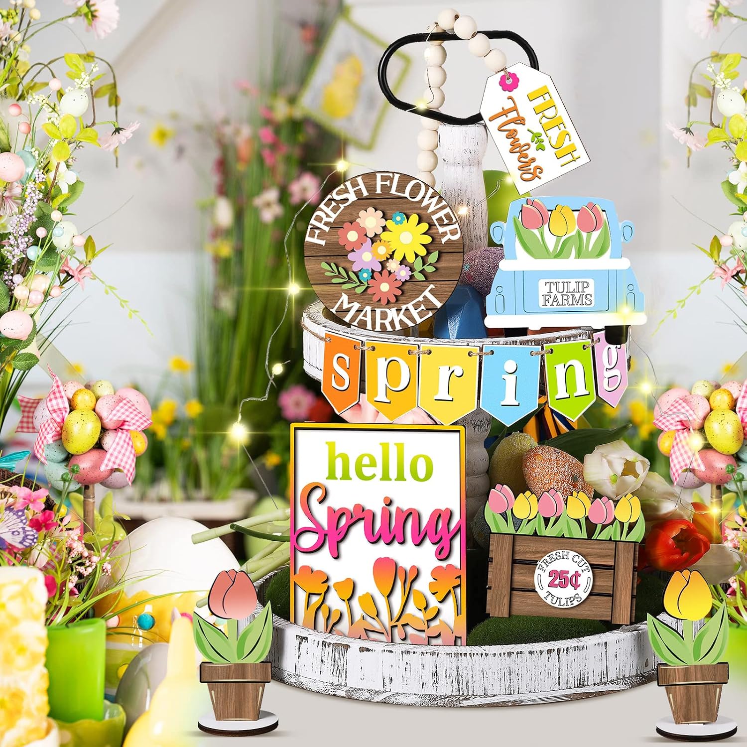 Kit De Manualidades Flores De Tulipán Auriselle – 520 Piezas, 4 Colores, Con Tallos Y Cinta, Para DIY