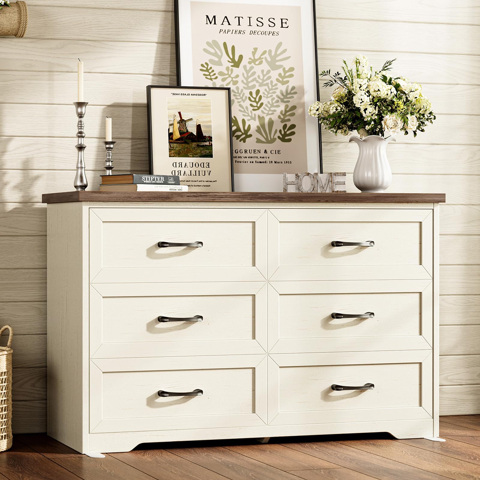AODK Farmhouse 6-Drawer Dresser