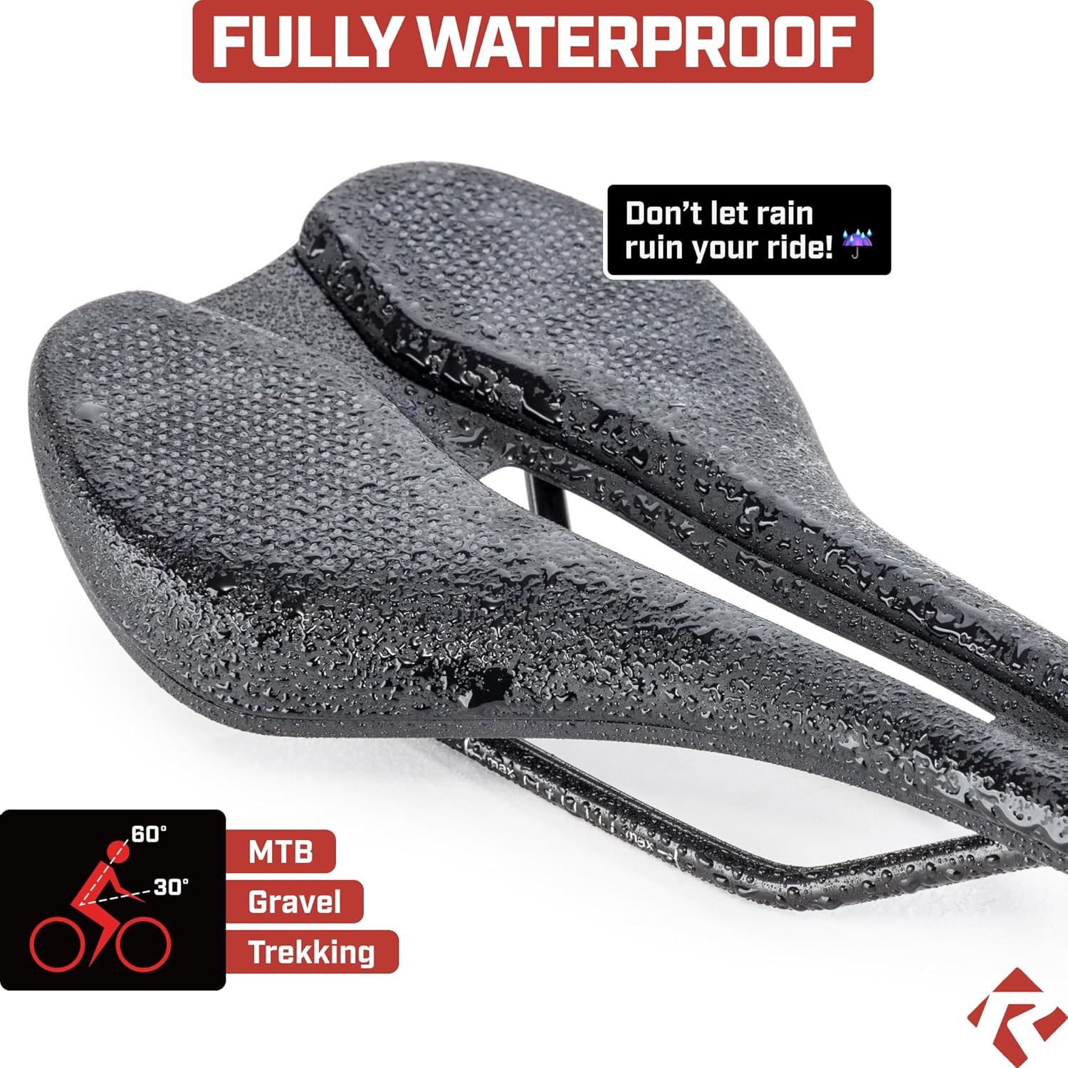 Revere Performance Bike Saddle – Ergonomic Bicycle Seat with Pressure-Relief Center Channel, Multi-Stage Comfort Foam, Low-Profile Design for Road, Gravel, Mountain & Touring Bikes (255 x 143mm)