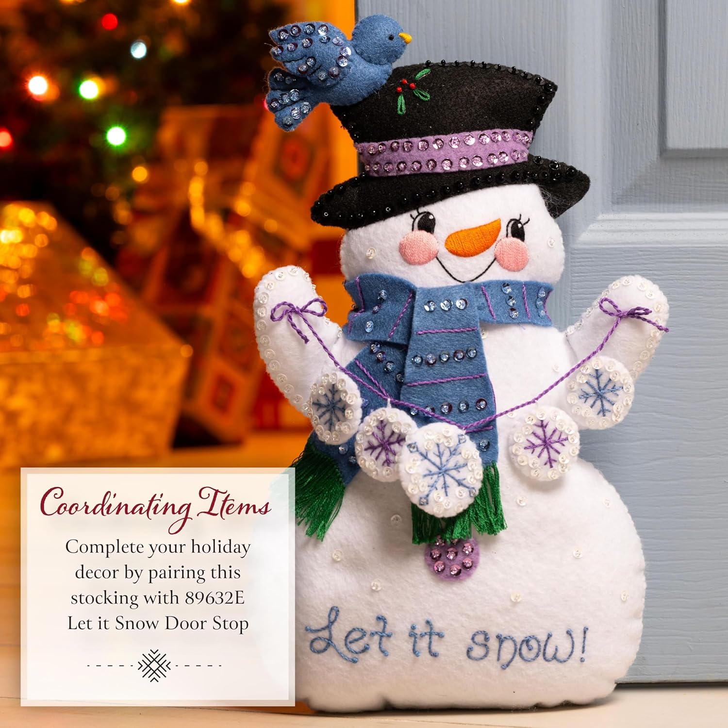 Bucilla Felt Applique 18" Stocking Making Kit, Wintertime Buddies, Perfect for DIY Arts and Crafts