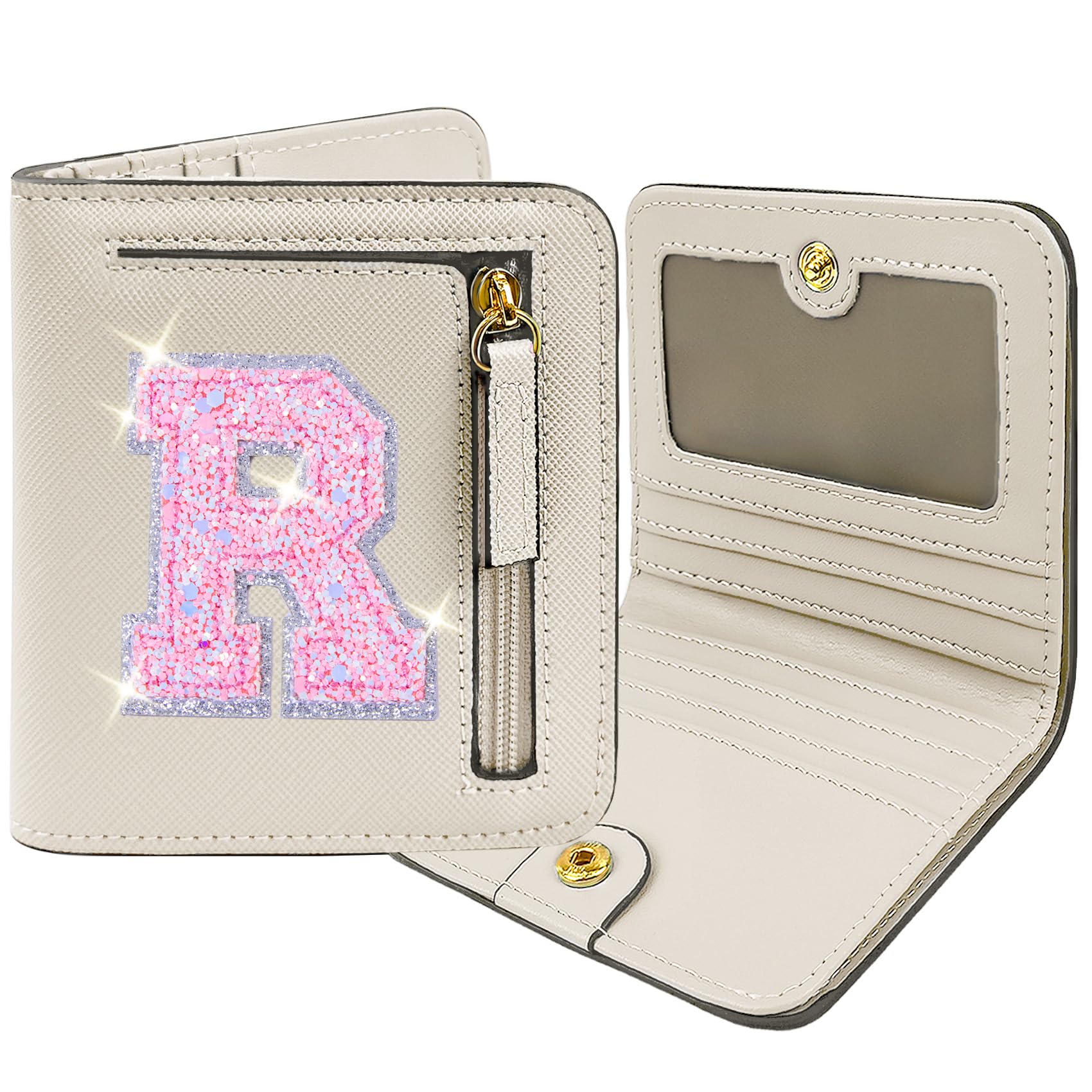 COSHAYSOO Teen Girl Gifts Trendy Stuff Teenager Teenage Tween Preteen Initial Monogrammed Personalized Gift Idea Cream Wallet Small Presents for Daughter Granddaughter Birthday Christmas Cream R