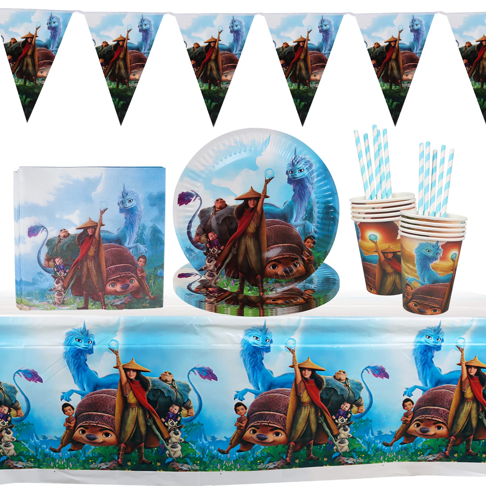 Drachen Partygeschirr-Set Für 8 Gäste – Inkl. Teller, Becher & Servietten, Aus Papier, Kinderfreundlich