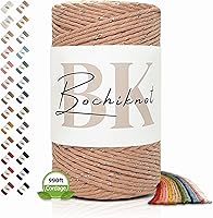 Vista 36 de BOCHIKNOT Cordón de macramé de 5 mm - Cordón de macramé de una hebra - Cordón de algodón para macramé y anudado - Suministros de cuerda de macramé