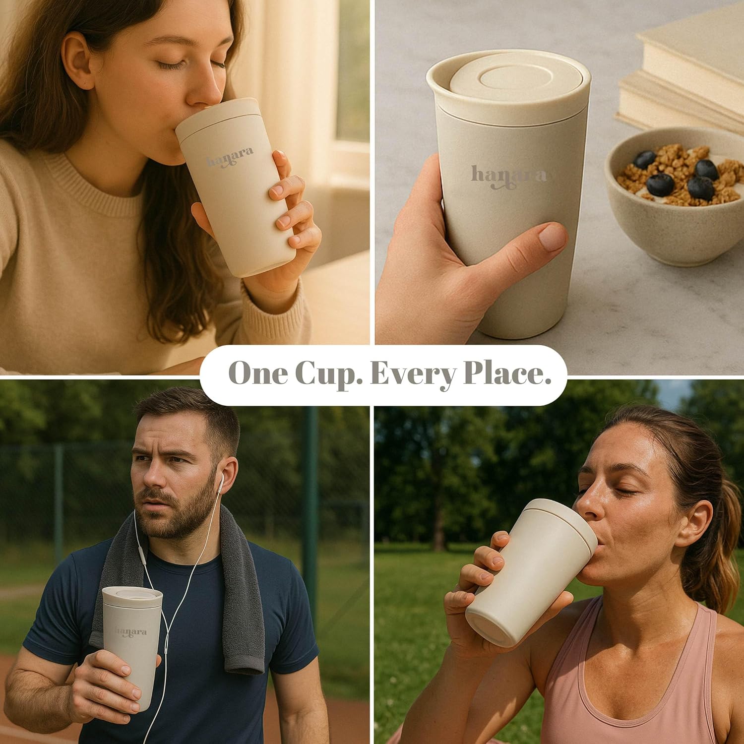 12 oz Push Button Lid Stainless Steel Travel Mug | Double Wall Insulated, Leak-Proof | Keeps Drinks Hot for 6hrs & Cold for 12hrs | Dishwasher Safe | Perfect for Coffee, Tea & More (Beige Gray) - Image 8