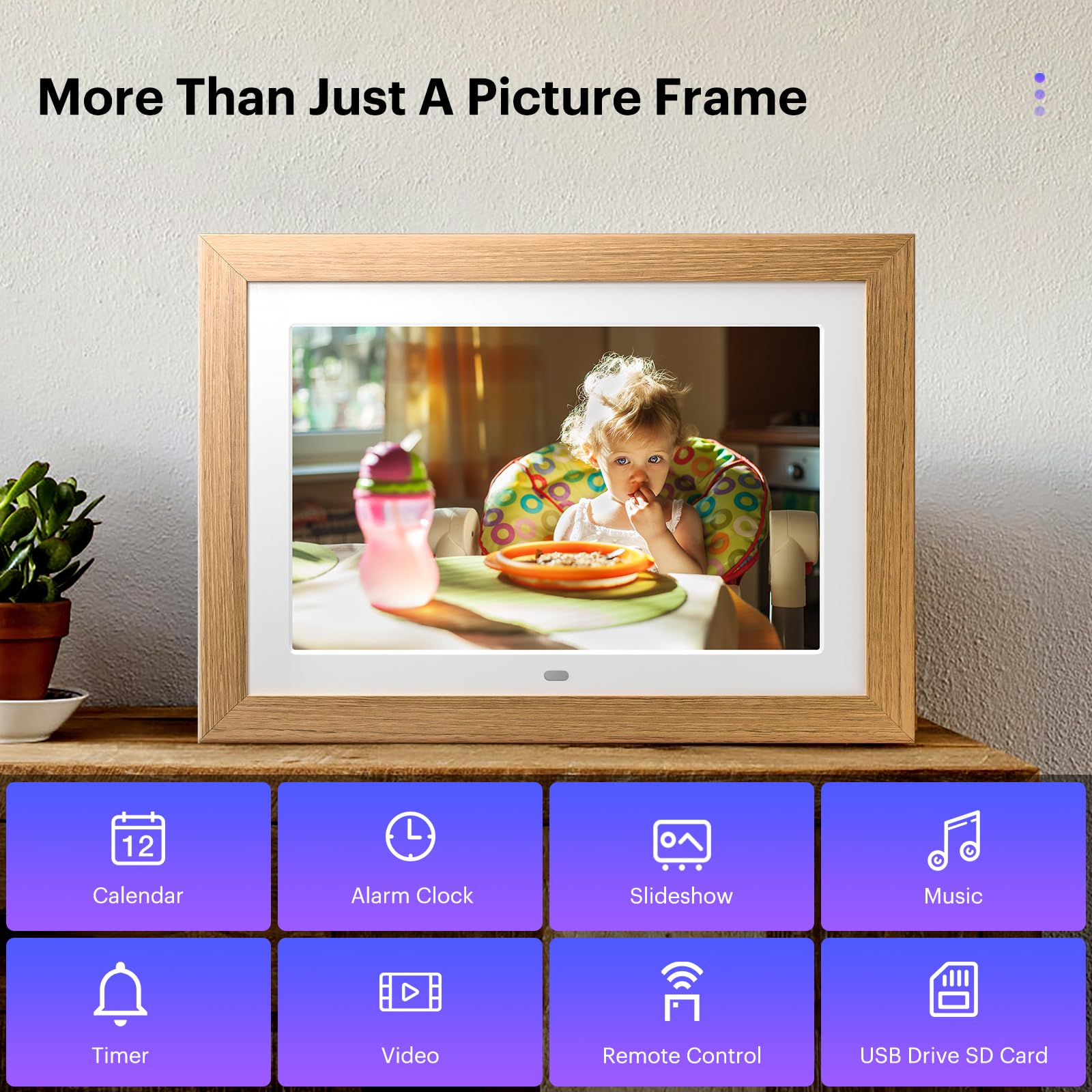 Digitaler Bilderrahmen 10 Zoll, BWJBSW Digitaler Bilderrahmen mit Fernbedienung, HD-Display Foto und Video, Unterstützung 32 GB SD-Karte, USB, automatische Drehung, Auto ON/Off, Abnehmbarer