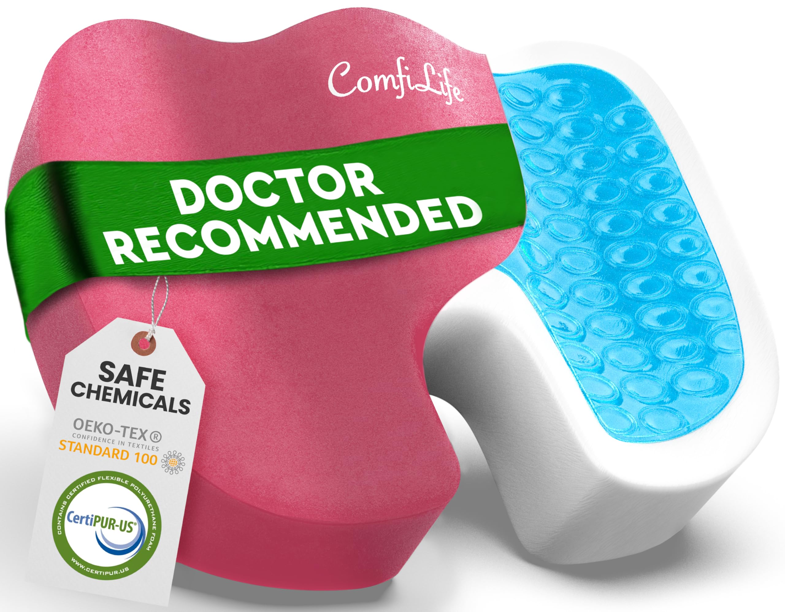 ComfiLife Premium Gel & Memory Foam Seat Cushion – Doctor Recommended Office Chair Cushion, Car Seat Cushion – Chair Cushions for Back & Sciatica Pain Relief – Seat Cushions for Office & Desk (Pink)