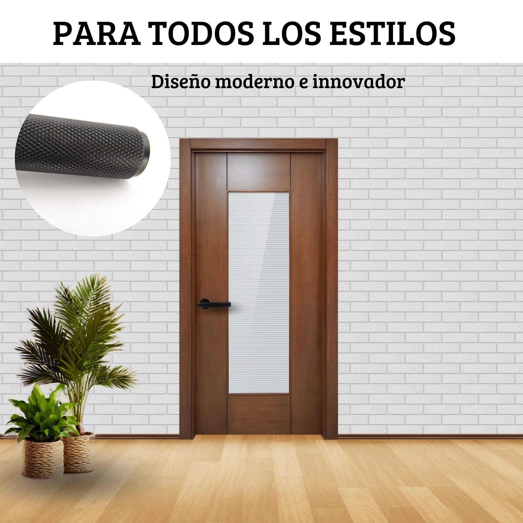 AZERODESIGN- Manillas Puertas Interior- Manetas Puertas Interior Casa- Juego Manillas Puerta Madera- Color Negro-Roseta Redonda 50x50mm Largo de la Manilla 130mm(ROSETA REDONDA)
