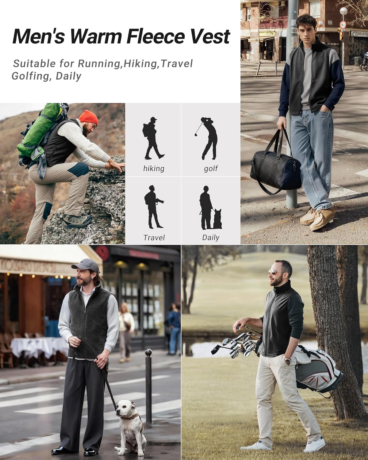 Outdoor Ventures Men's Full-Zip Polar Fleece Vest Outerwear Lightweight Warm Casual Sleeveless Jacket for Fall & Winter - Image 7