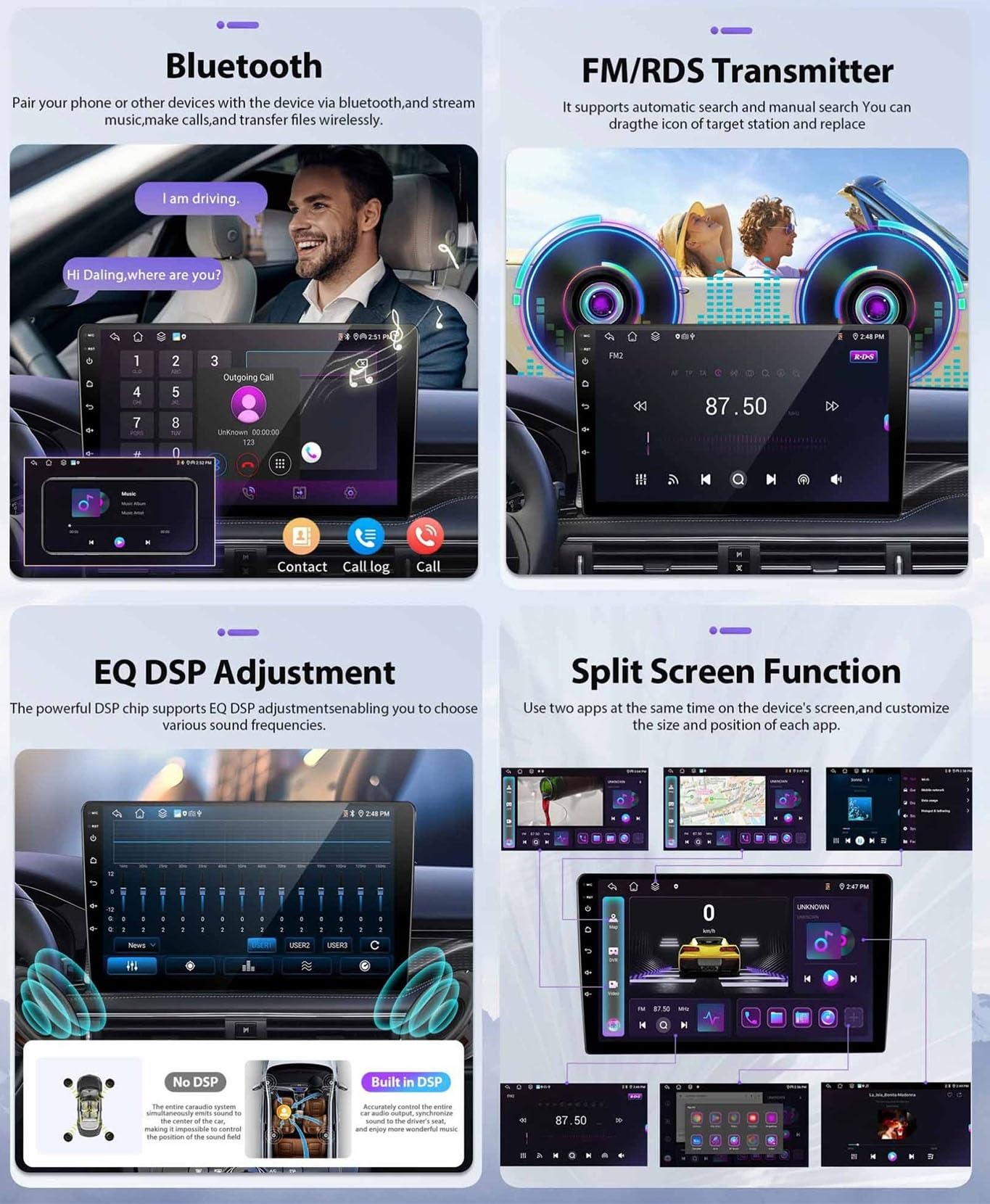 9 Zoll Doppel Din Android 15 Autoradio,für Mitsubishi L200 5 2015-2019,mit CarPlay Rückfahrkamera Lenkradsteuerung Bluetooth GPS Navigation FM Digitalradio WiFi(C3 4+64G)