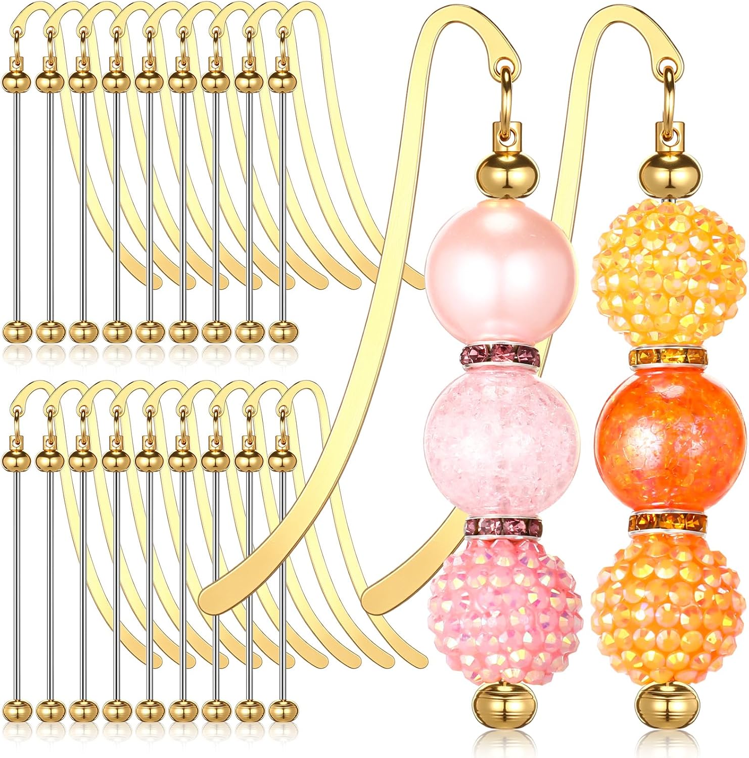 Dunzoom Beadable Bookmarks with Bar Metal DIY Blank Bar, Gold