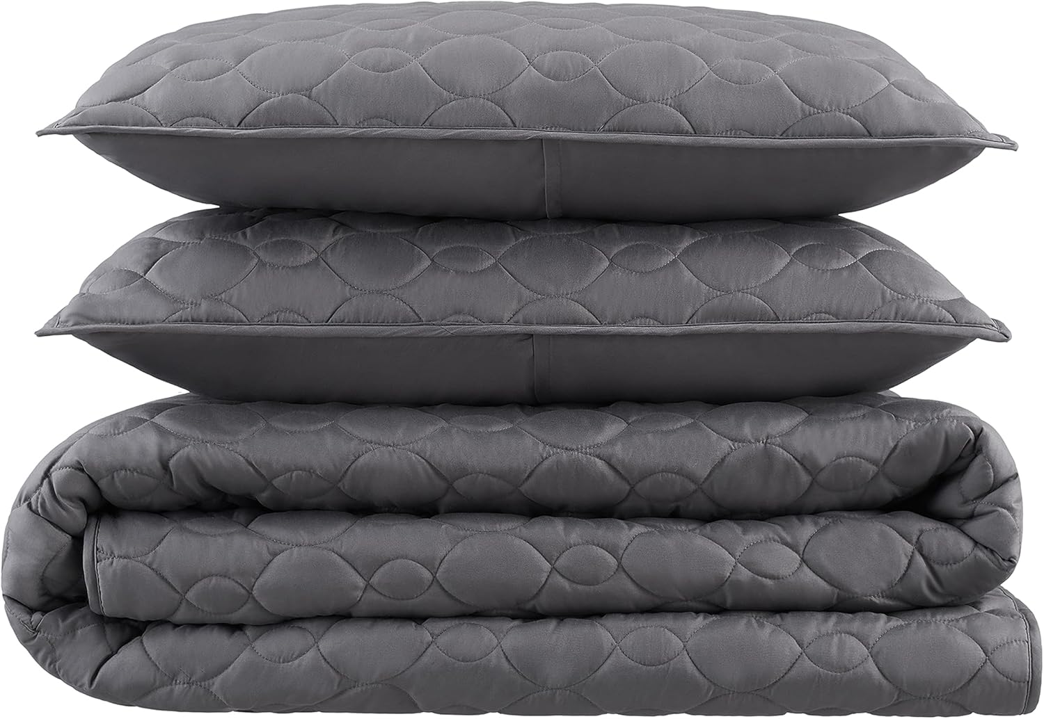 Serta Simply Comfort Soft Modern 2 Piece Solid Bedding Quilt Set with Pillow Case for All Season, Twin/Twin XL, Charcoal Grey