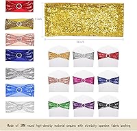 Vista 4 de 25 bandas elásticas de elastano con lentejuelas para silla, para bodas, recepciones, eventos, banquetes, sillas y decoración (dorado)