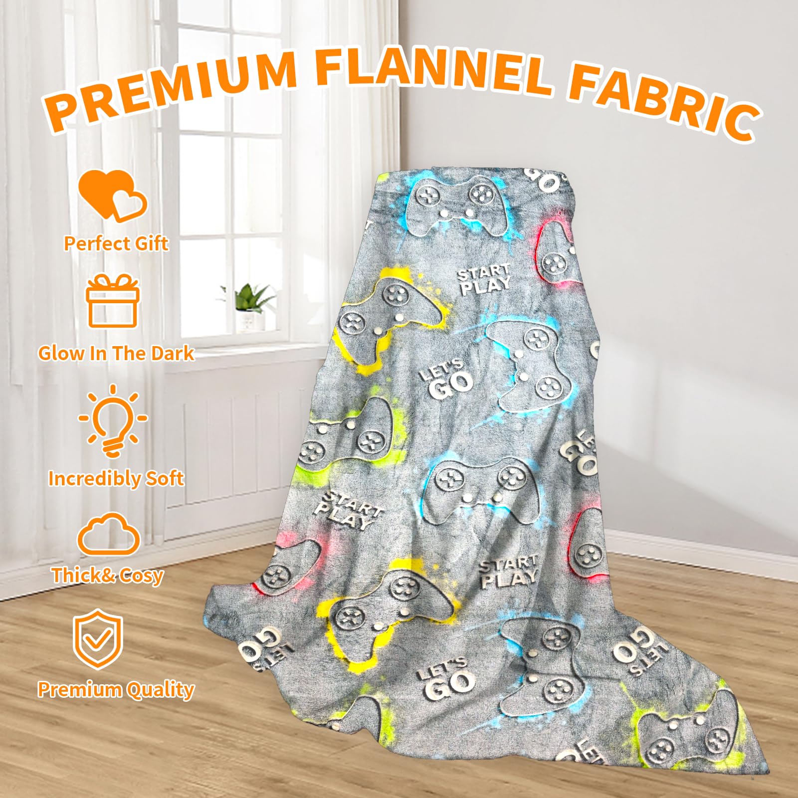 Coperta luminosa al buio, regalo per ragazze, coperta luminosa per bambini e adulti, coperta in flanella morbida e accogliente per bambini, decorazione di compleanno per camera da letto