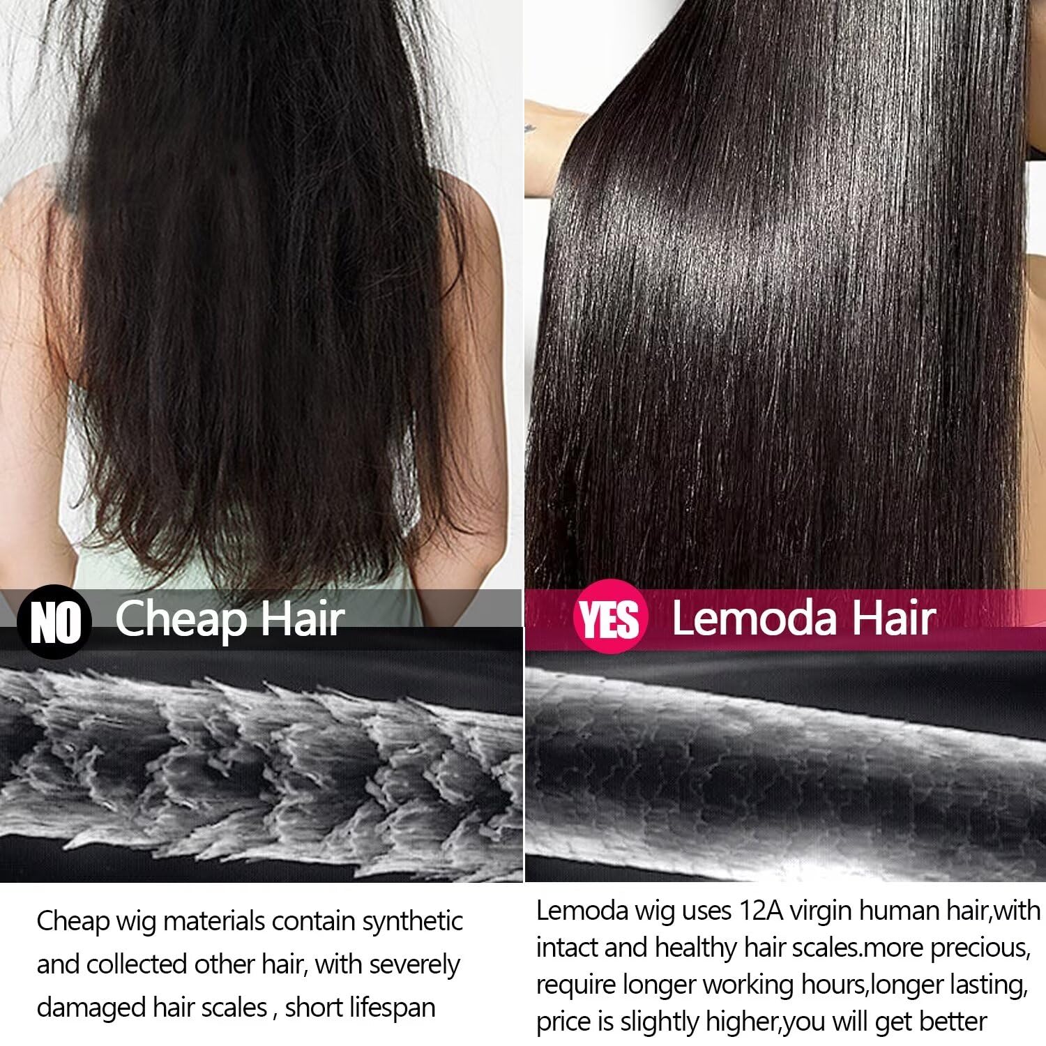 Lemoda 15A 13x6 Lace Front Wigs Human Hair Straight Wigs Human Hair for Black Women 210% Density Virgin HD Transparent Lace Front Wigs Pre Plucked 100% Wigs Human Hair 32 Inch Natural Color