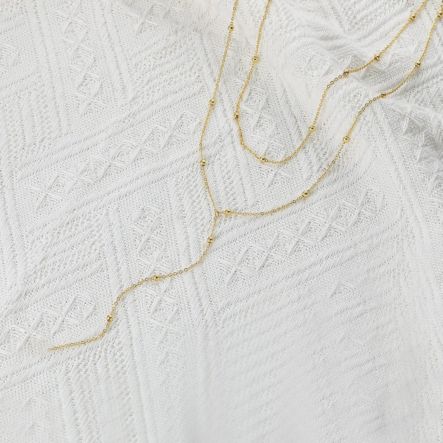 Gold Choker Necklace for Women Dainty Y-Shaped Long Necklaces for Women Layered Snake Chain Beaded Pendant Statement Necklace Simple Gold Jewelry Gift - Image 6