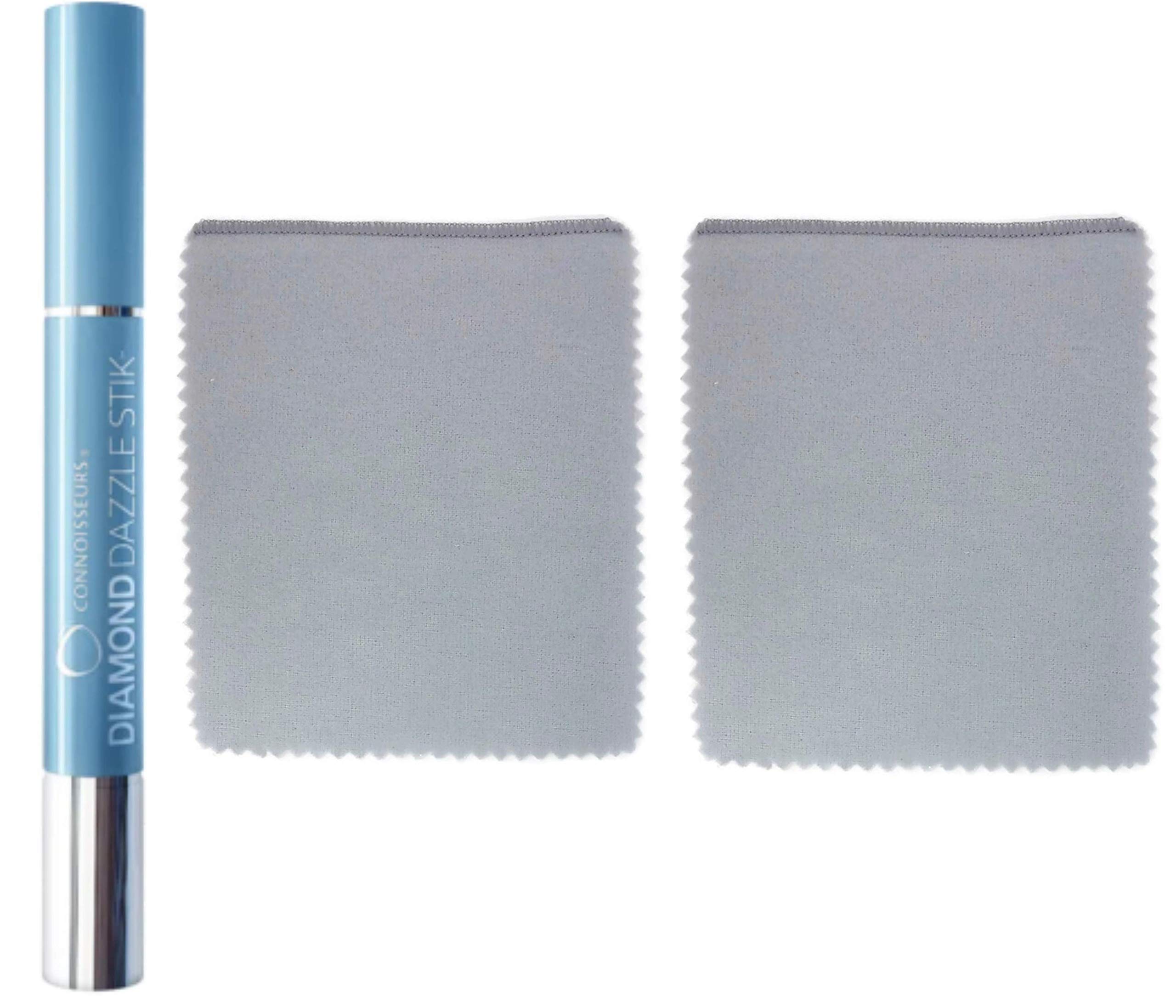 Diamond Dazzle Stik with 2 System Polishing Cloths - Simple Twist, Brush, Dazzle for Diamonds, Precious Stones, Platinum & Gold Settings