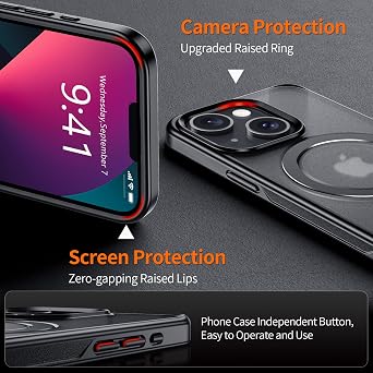 Magnetic for iPhone 13 Case,with Kickstand 360Rotatable Magnetic Invisible Ring Stand [Compatible with MagSafe],Matte Translucent Slim Soft Edge Phone Case 6.1'',Black