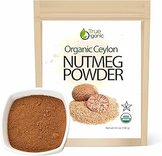 True Organic Ceylon Nutmeg Powder, Premium Grade, USDA & Kosher Certified, Gluten Free, Pure Ceylon Premium Quality, Groun...