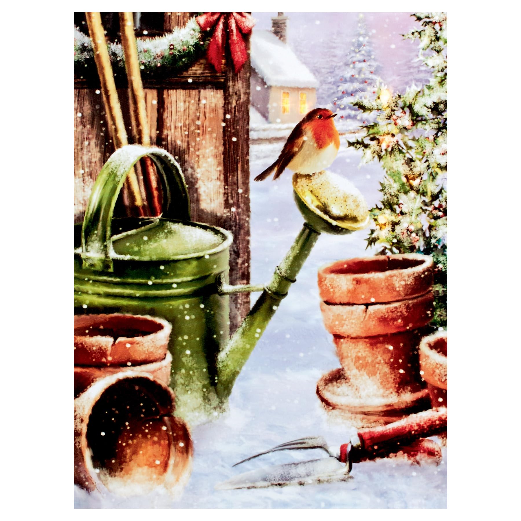 Widdle Gifts Christmas LED Canvas Picture Light Up Decoration 30cm x 40cm - Christmas Robin Scenes (Robin on a Watering Can 6262)