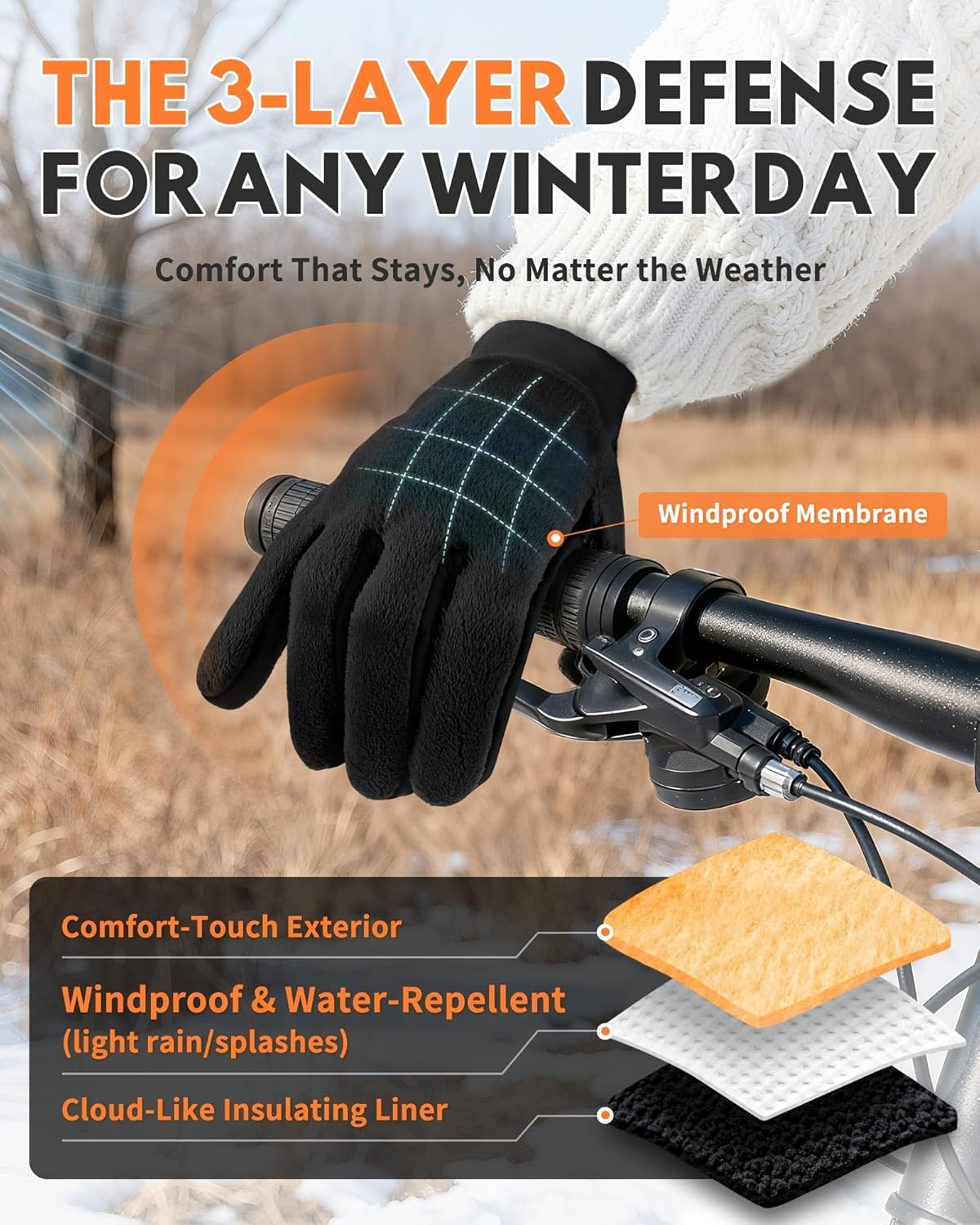 Winter Gloves for Women Cold Weather Windproof Touchscreen Anti-Slip Warm Gloves for Commuting Running Cycling Driving - Image 6