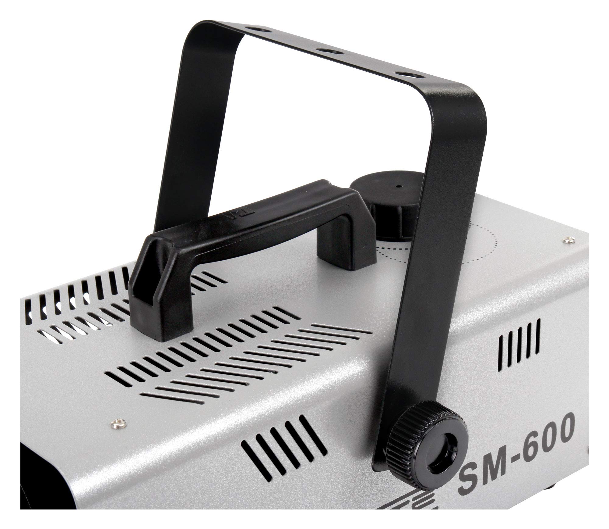 Showlite SM-600 Macchina della Neve 600W con telecomando radio (30 m³/min emissione neve, nessun tempo di riscaldamento, capacità serbatoio: 1 litro, incl. staffa di sospensione) argento