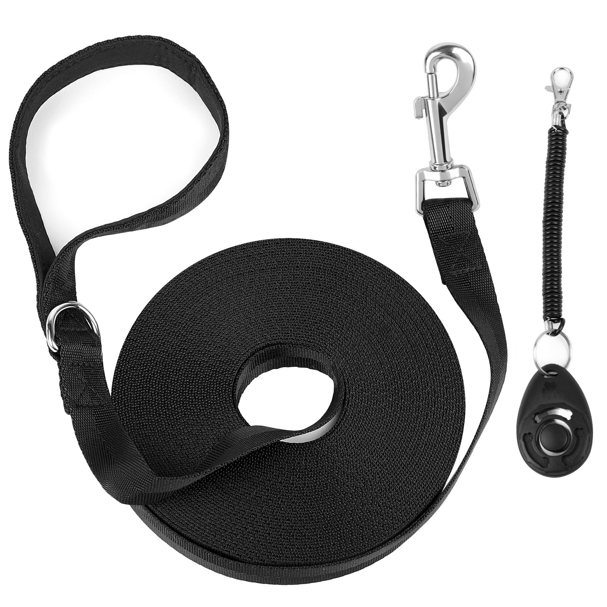 Prime Pets Long Dog Leash 30 Feet, Dog Accessories 30 Ft Long leashes for Dogs, Training Leash with Pet Obedience Recall Training Clicker for Dogs and