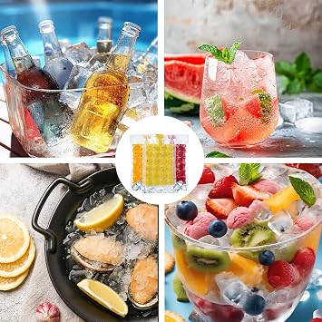 100 Pack Ice Cube Bags with 2 Silicone Funnel, Self-Sealing Ice Bags for Ice Cubes, Reusable Ice Cubes Bag for Drinks & Food Storage