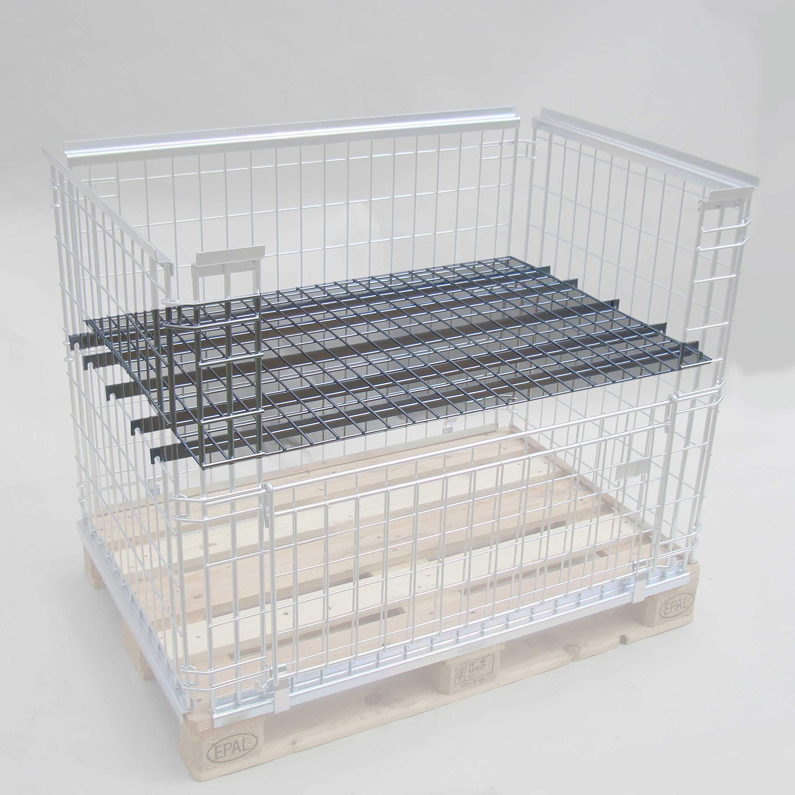 GERSO Gitterboden für Aufsatzrahmen für EPAL Palette verzinkt 120x80cm extra Boden für Gitterbox hochwertig stabil Gitter Aufsatzkorb Gitteraufsatzrahmen Tragkraft 50kg