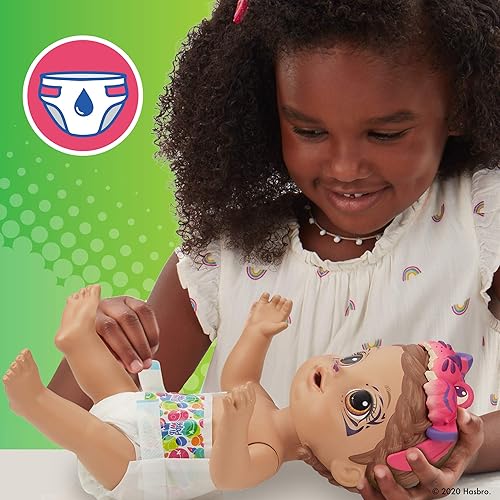 Miniatura 7 de Baby Alive Rainbow Wildcats muñeca de tigre, con accesorios, bebida, pañal, juguete de tigre para niños mayores de 3 años, pelo marrón (exclusiva de