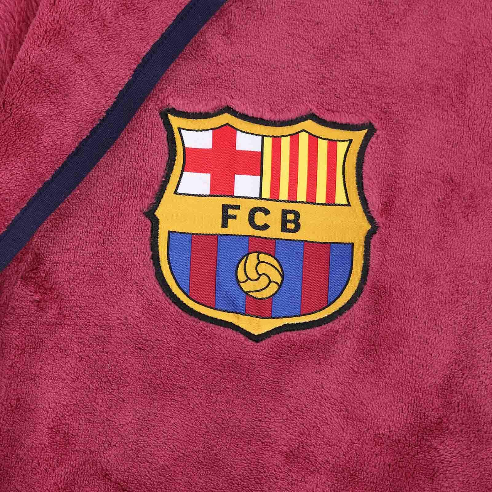 FC Barcelona - Batín Oficial con Capucha - para niño - Forro Polar - Rojo