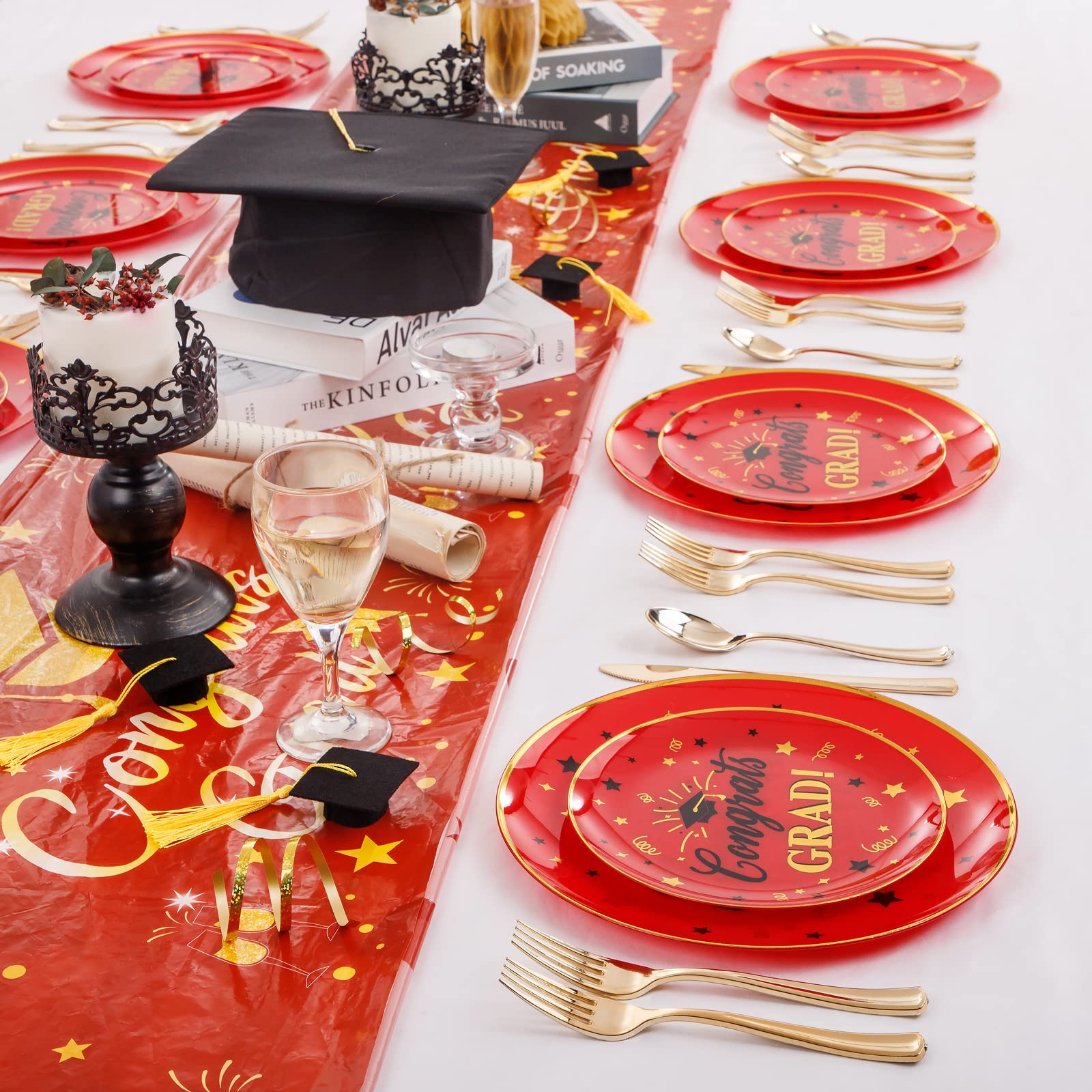 Snapklik.com : 100PCS Graduation Party Plates Gold Plastic Disposable ...