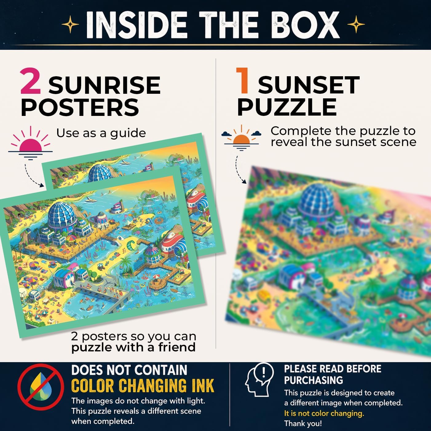 Time Warp Puzzle Series 2 – Sunrise to Sunset Hidden Scene | 1000 Piece Jigsaw Puzzle for Adults | Discover a Story that Transforms as You Build | Giftable Magic Puzzle Art (Lagoona Matata)