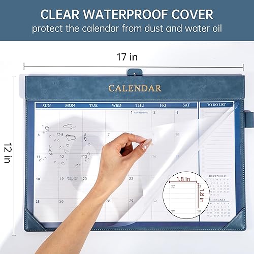 Miniatura 6 de Yoment Desk Calendar 2026, Jan 2026-Dec 2027, 2026 Desk Calendar Large 17 x 12, 2026 Calendar with Plastic Cover, to-Do Lists, Leather Desktop Wall