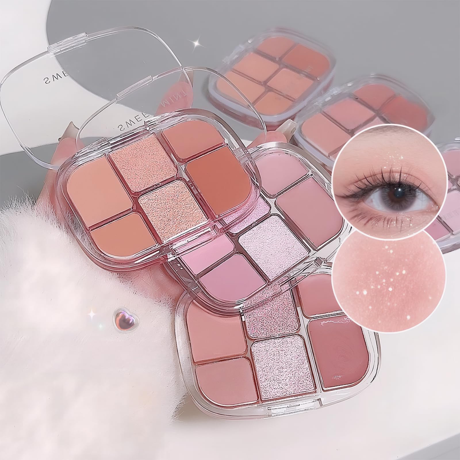 Palette de Fards À Paupières Rose 6 Couleurs, Teintes Pailletées et Mattes Hautement Pigmentées, Paupières Palette Maquillage Yeux Mat Pigmentées, Mini Maquillage pour Looks Quotidiens Eyes (03)