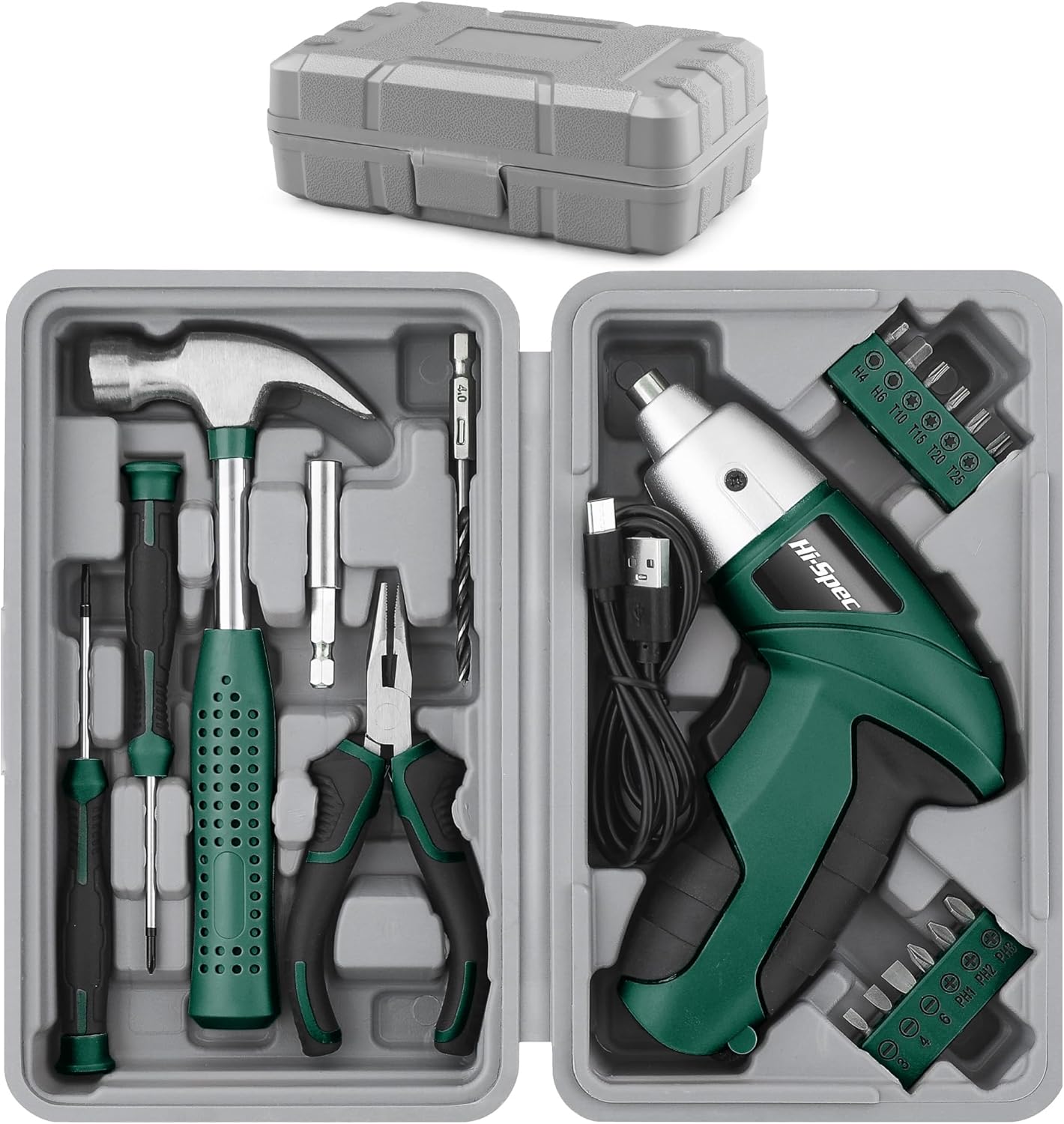 Hi-Spec 3.6V Cordless Electric Screwdriver Set with Interchangeable Bits