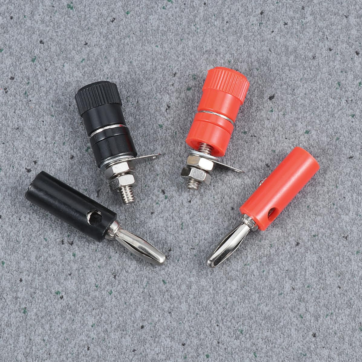 Set da 10 Paia Connettori Banana per Apparecchi Meccanici e Strumenti, Placcati in Rame, Tipo Vite Foro Laterale, Rosso e Nero, Buona Conducibilità Elettrica