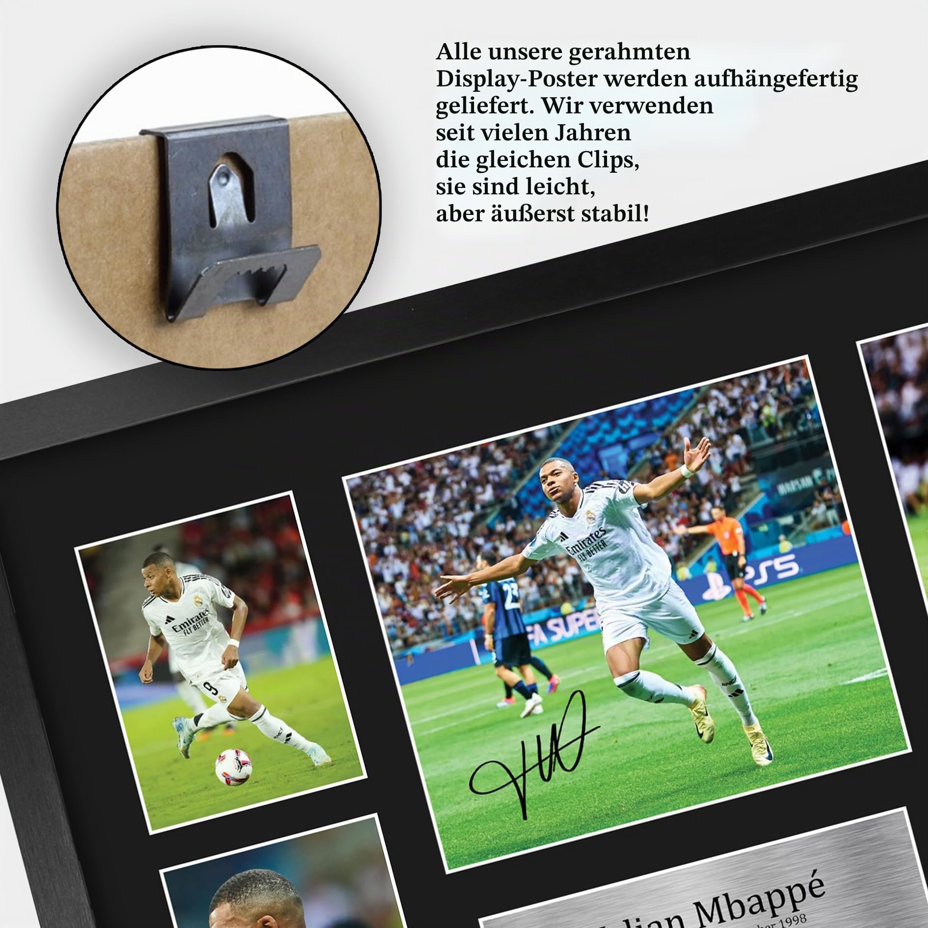 HWC Trading Kylian Mbappe Real Madrid Gedruckte Memorabilien Signiertes Autogramm Fotodisplay für Fußball Anhänger und Fans - A3 Gerahmt