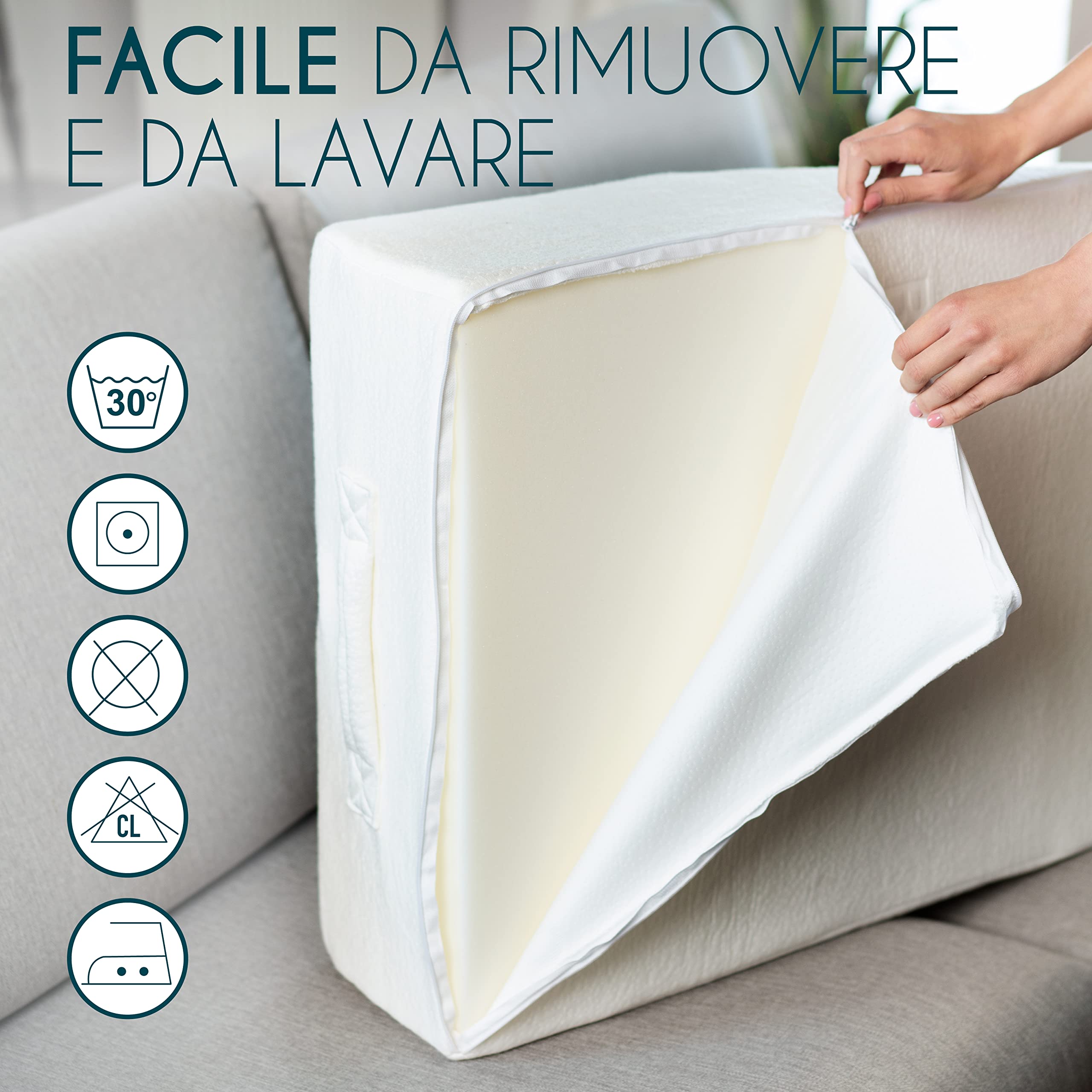 Dreamzie Cuscino Gambe per Dormire - Cuscino Memory Foam per Gambe, la Schiena - Cuscino da Lettura per Letto - Cuneo alza Gambe - Ortopedico