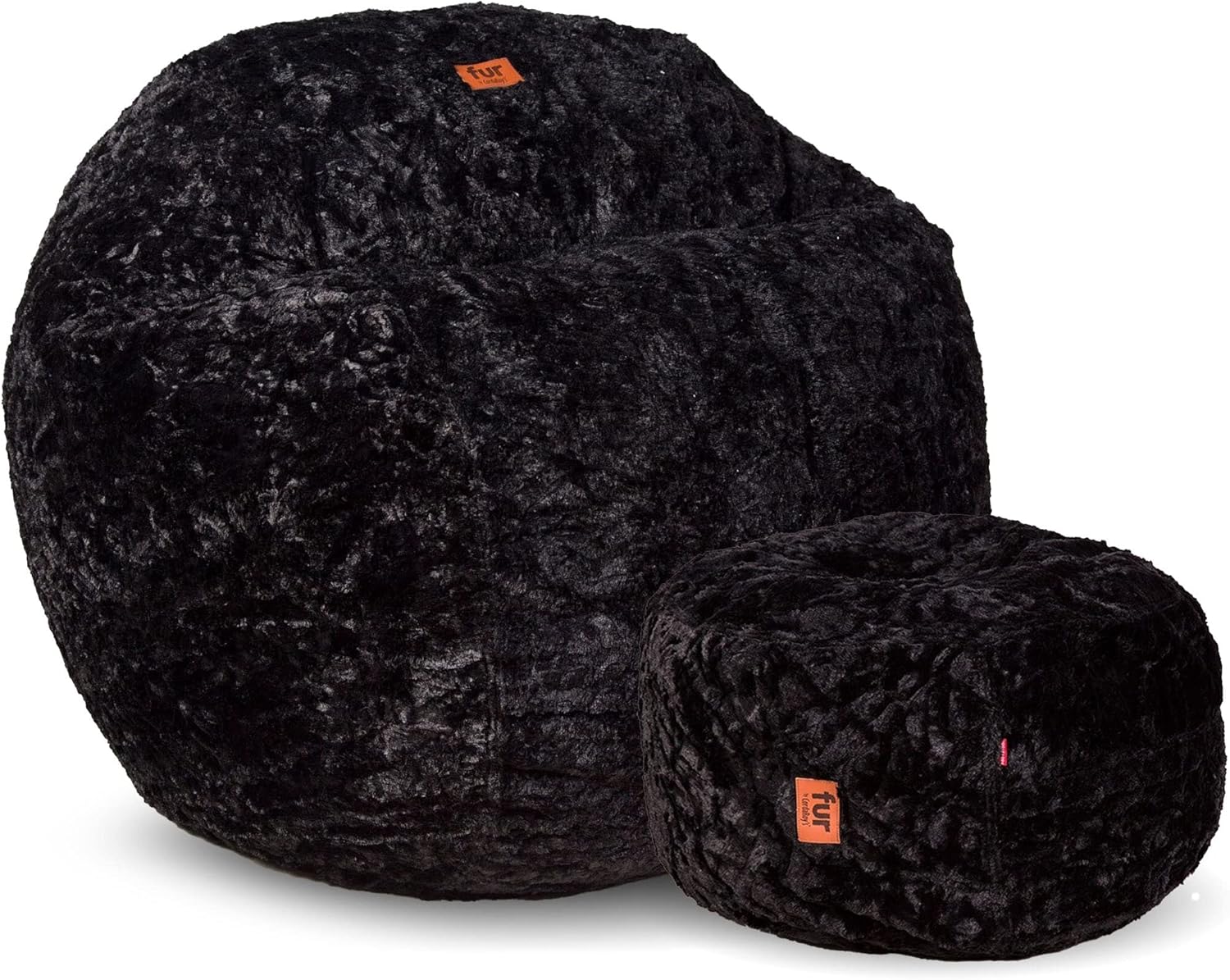 CordaRoy's King Size Faux Fur Bean Bag and Footstool Bundle