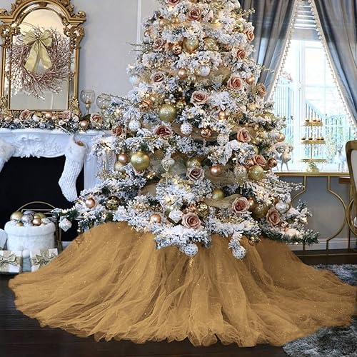 Miniatura 2 de Rollos de tela de tul azteca dorado de 6 pulgadas por 100 yardas (300 pies) de cinta de tul para envoltura de regalos de Navidad, lazo tutú, baby