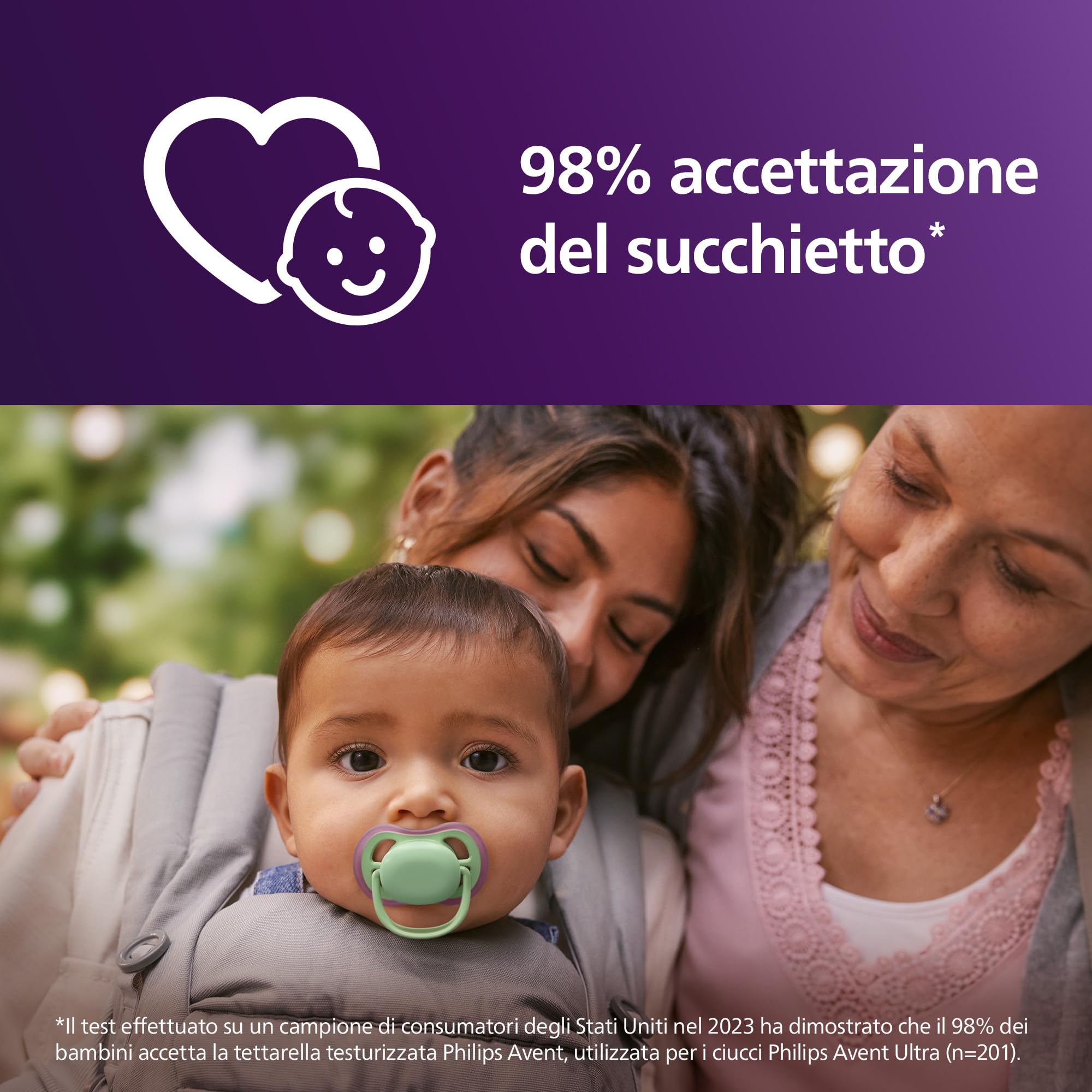 Philips Avent Ultra Start Ciuccio - Design ortodontico, per neonati 6-18 mesi, tettarella simmetrica in morbido silicone, senza BPA, 2 custodie per la sterilizzazione, confezione da 4, SCF087/25