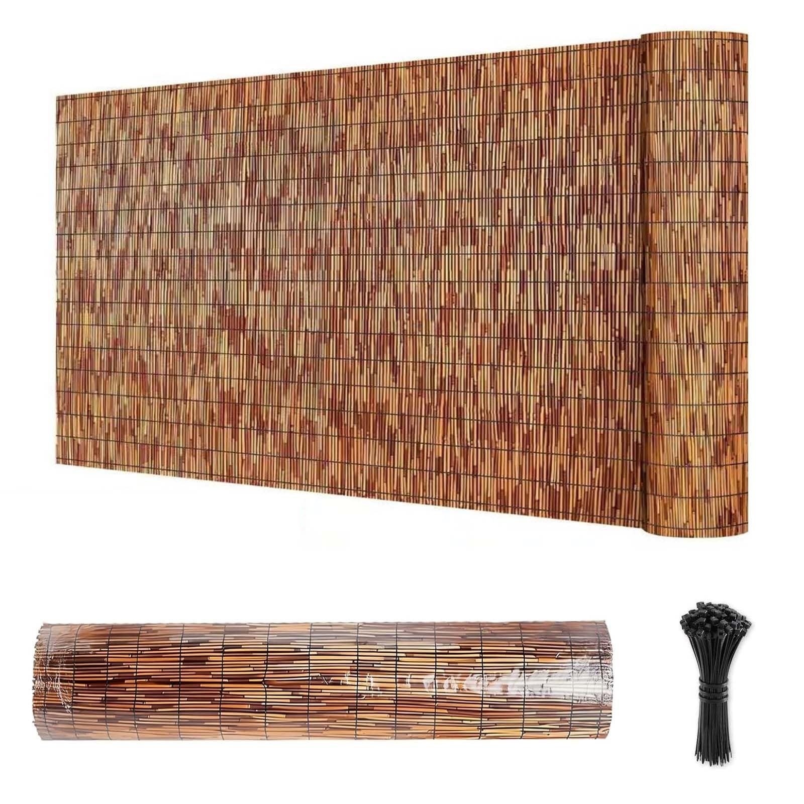 Recinzione Canne Naturali 50-160cm Di Altezza Canne Di Bambu per Esterno Canniccio,Canne Recinzione Per Giardino, Schermo Protezione Privacy Decorativo Per Piscina Terrazza Patio(Carbonized,140x500cm)