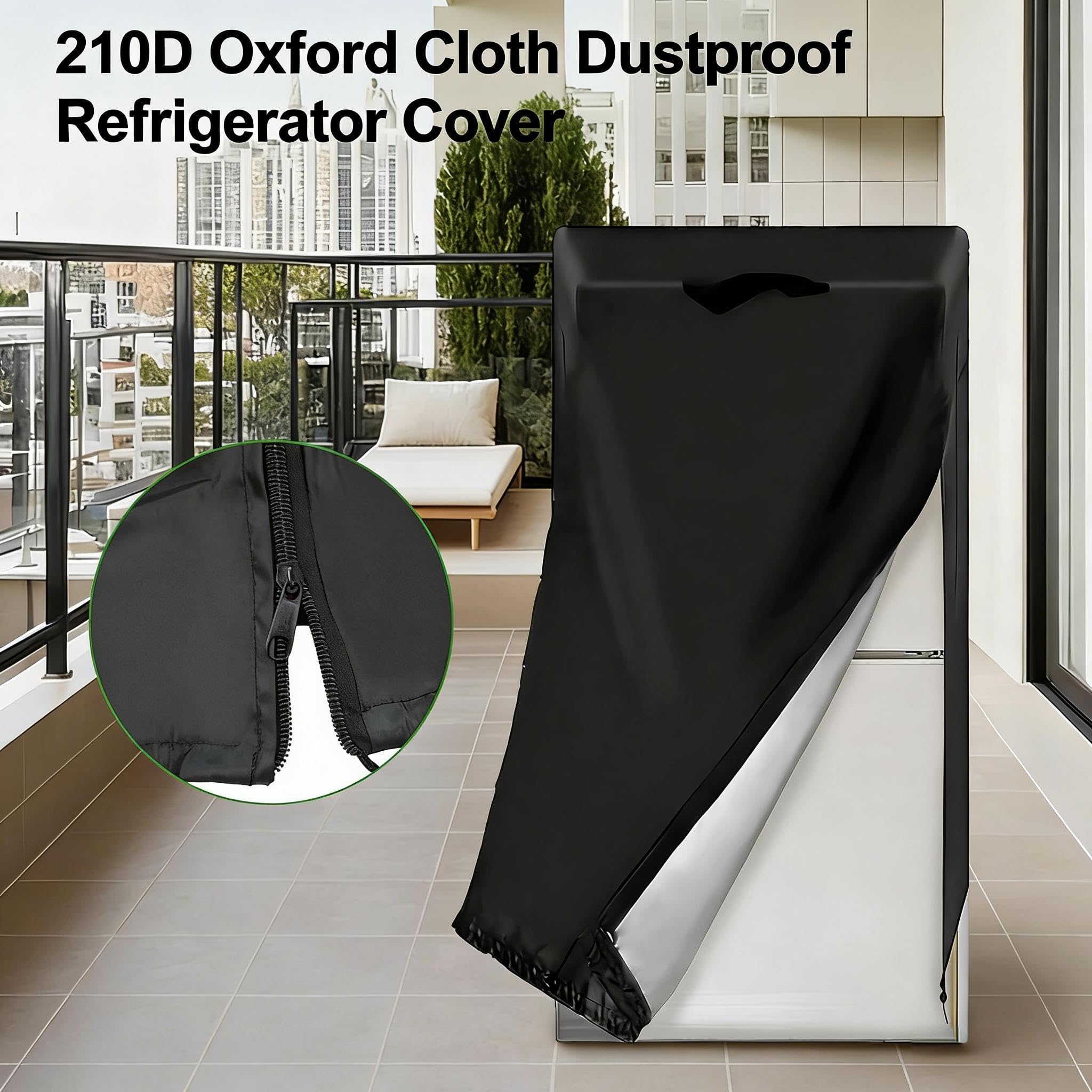 Cubiertas para refrigerador, impermeables, a prueba de polvo, cubierta vertical para refrigeradores, cubierta de tela 210D, protector de nevera vertical (61 x 61 x 190 cm)