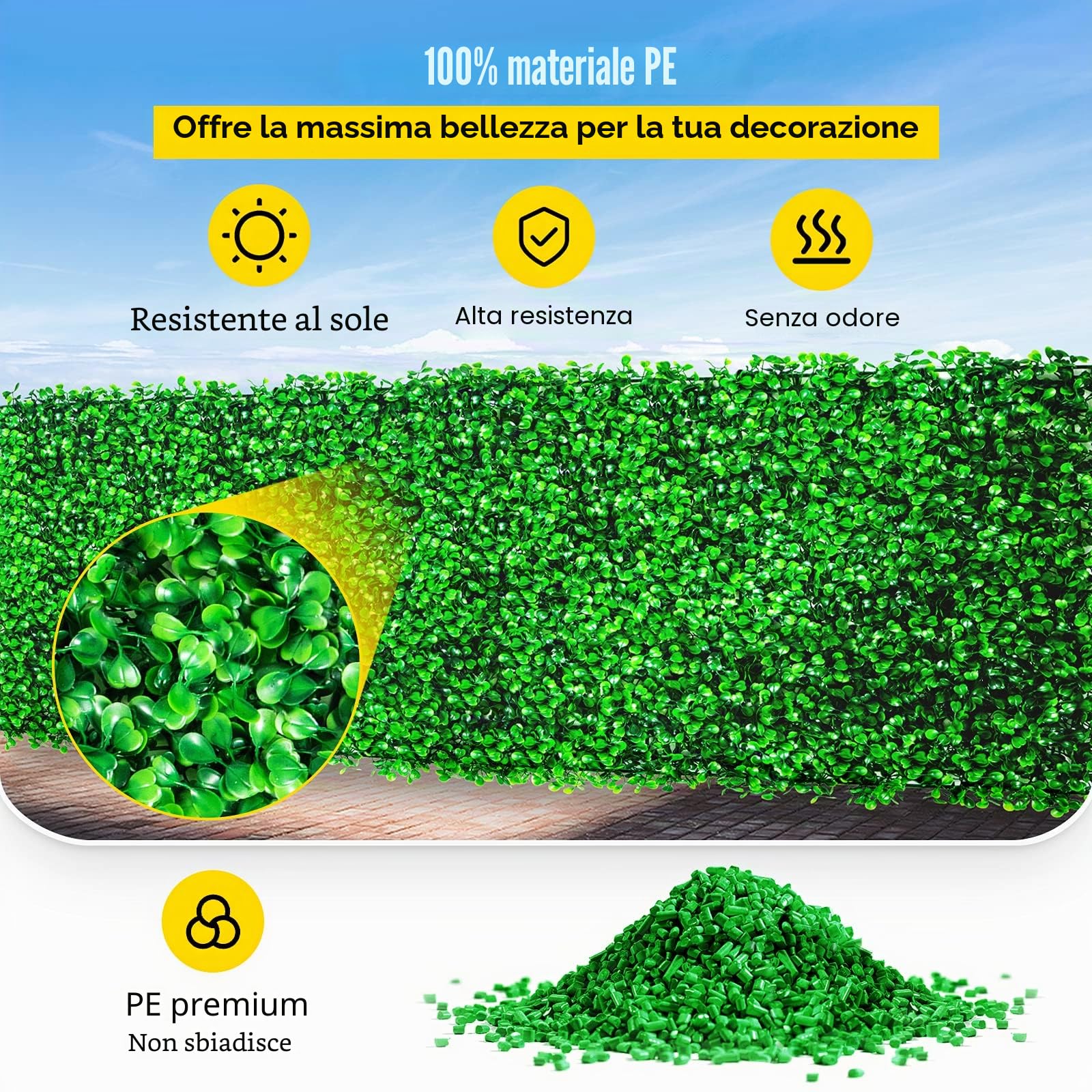 VEVOR 12 Pezzi Artificiale Pannello da Siepe di Bosso, 50,8 x 50,8 cm, Siepi Artificiali, Recinzione Artificiale Bosso, Edera Finta Effetto Realistico Decorazione Plastica Verde, Spessore da 4 cm